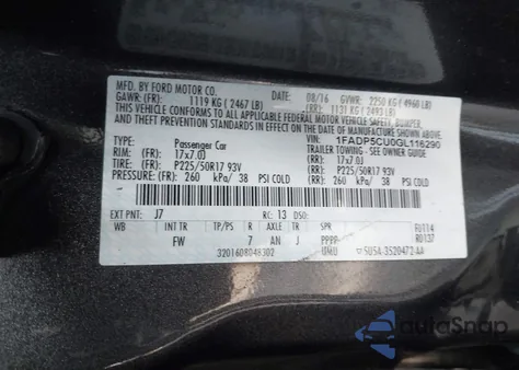 2016 Ford C-Max Energi Sel from USA, damaged, VIN 1FADP5CU0GL116290